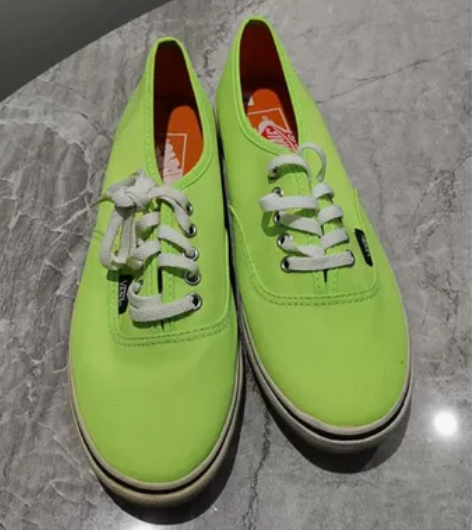 全新吊牌vans38码女荧光绿休闲帆布鞋 ...