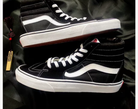 正品 Vans sk8 经典黑白高帮 码数...