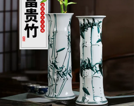 【风尚价】景德镇陶瓷筒富贵竹花瓶插花摆件客...