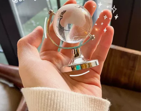 【包邮】迷你水晶地球仪ins风少女心创意桌...