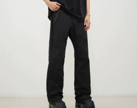 KISKO高街美式机能户外直筒黑色冲锋裤新...