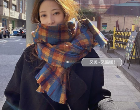 【狂欢价】超保暖~韩版加厚格子围巾女冬季百...