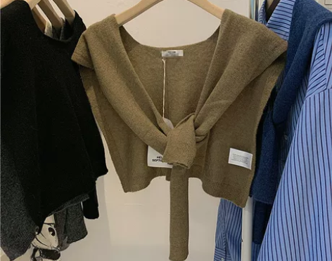 6色混羊毛外搭披肩围巾女ins风百搭打结小...