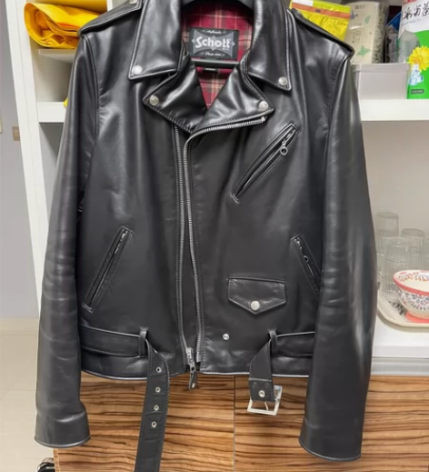 Schott中国总代美产铬鞣牛皮修身斜拉款...