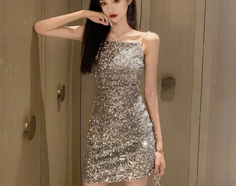 韩版女设计感2024新款气质时尚亮片珍珠吊...