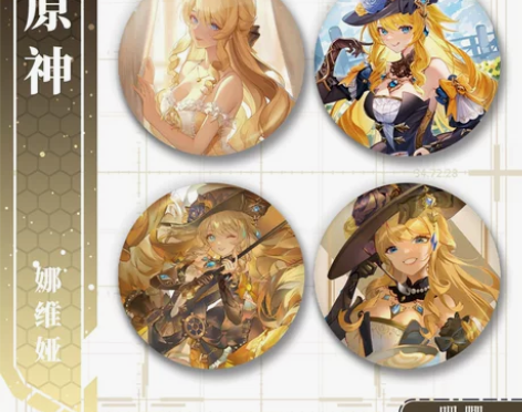 买一送一原神周边娜维娅系列镭射吧唧58mm...