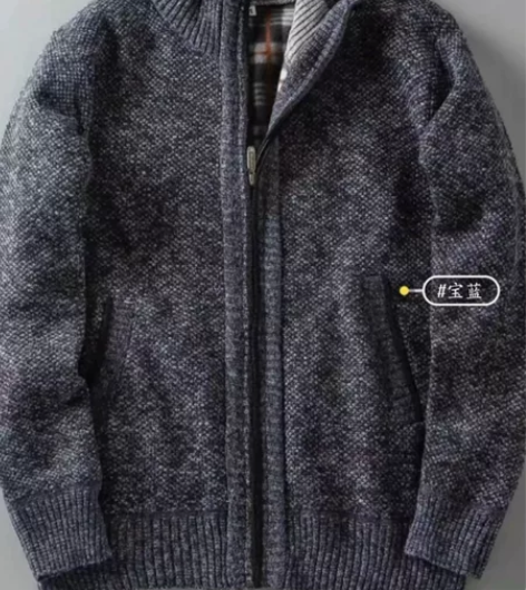 外贸秋冬新款 男士立领开衫针织衫加绒加厚保...