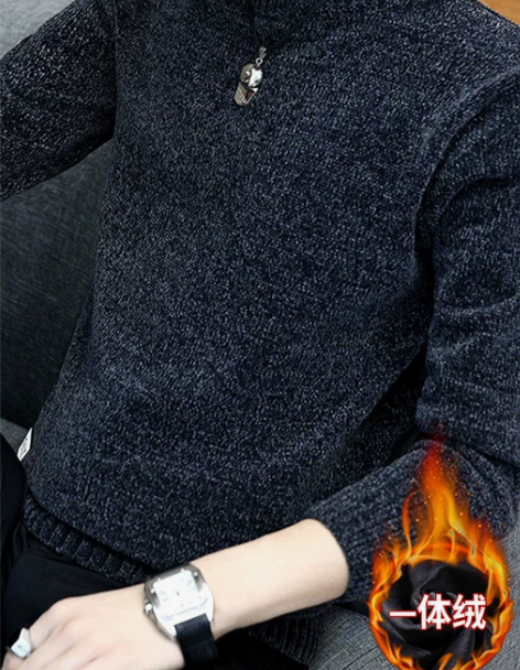 南极人春秋季男士雪尼尔加绒厚毛衣男款冬装针...