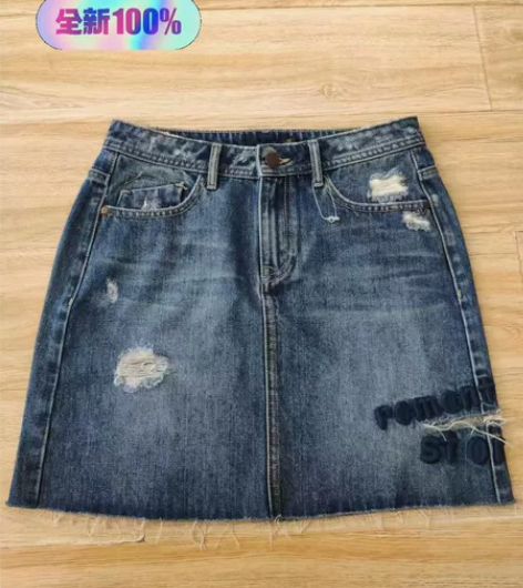 拉夏贝er品牌高腰牛仔裙M码剪标无吊牌 无...