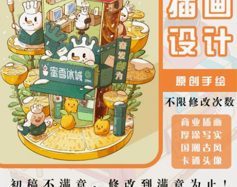 手绘插画设计代画IP形象定制 动漫卡通人物...
