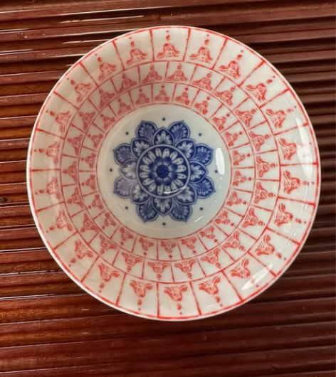 景德镇七丞堂，青花釉下红千佛拓片陶瓷主人杯...