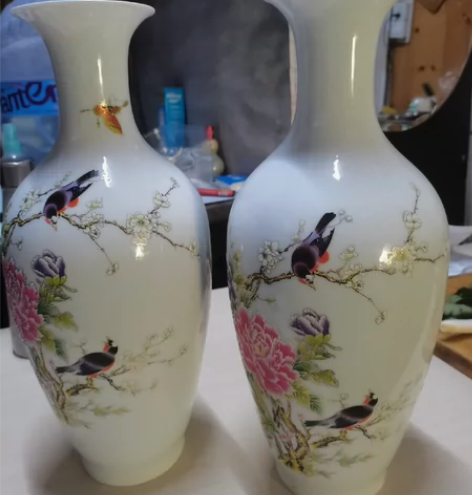 景德镇薄胎瓷花瓶，2个一套，全新。380元...