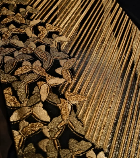 正绢无尽蝶袋带织金反物全通西阵织和服织花苏...