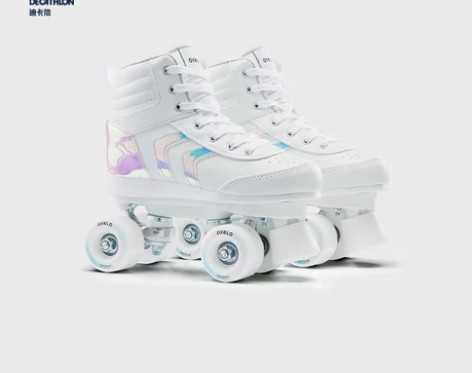 迪卡侬双排溜冰鞋儿童女成人成年旱冰鞋四轮双...