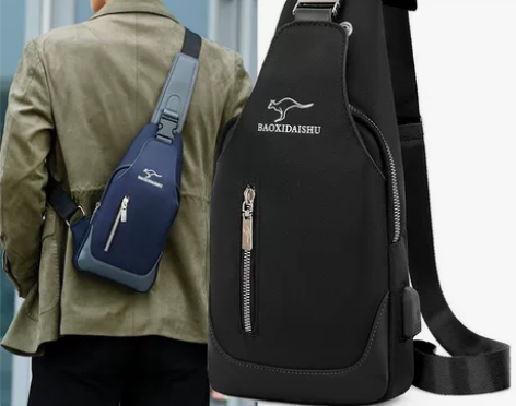 胸包男士大容量新款单肩斜挎包休闲户外运动防...