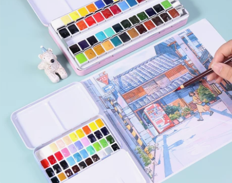 鲁本斯固体水彩颜料分装官方水彩套装24色4...