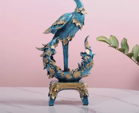 蓝色凤凰摆件装饰品 创意电视柜欧式简约装饰...