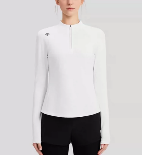 迪桑特原版跑步系列运动女士半拉链高领长袖针...