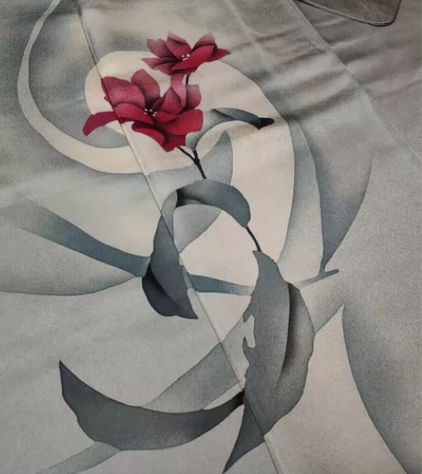 「彼岸花」 蓝灰色系花枝付下访问着▲材质：...