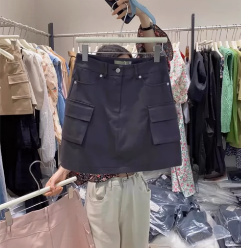 大码美式工装裙半身裙女胖妹妹显瘦裙子a字休...