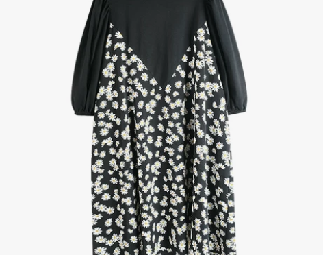 宽松遮肚a字裙胖妹妹洋气夏装复古泡泡袖 付...