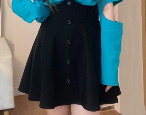 百褶裙大码鱼骨高腰蓬蓬裙大摆半身裙秋冬胖M...