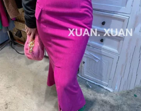 高腰荷叶边包臀中长裙2021新款复古时尚百...