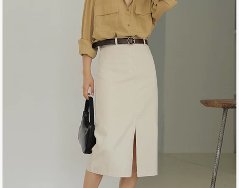 牛仔裙半身裙女春秋直筒高腰开叉一步裙中长款...