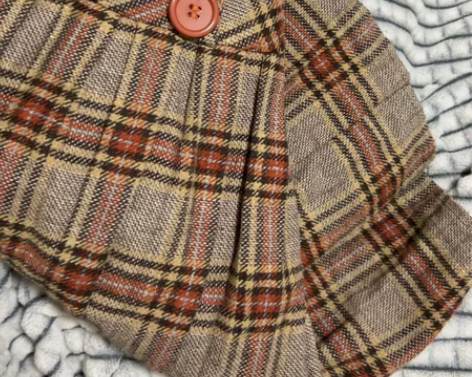 半身裙棕格复古女装复古学院风休闲高腰薄款格...