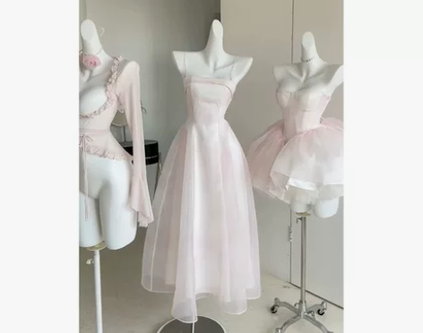 高端精致生日小礼裙气质法式小香风绝美粉色吊...