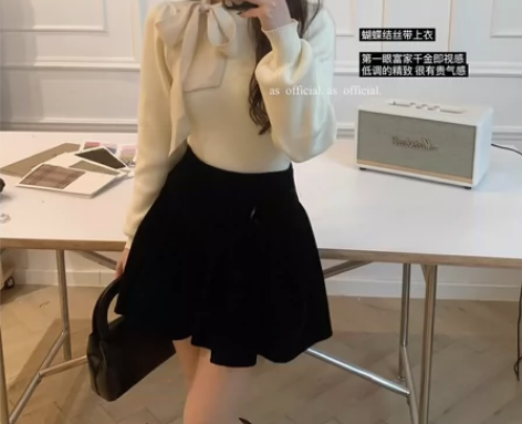 黑色金丝绒蛋糕半身裙女秋冬2023新款高腰...