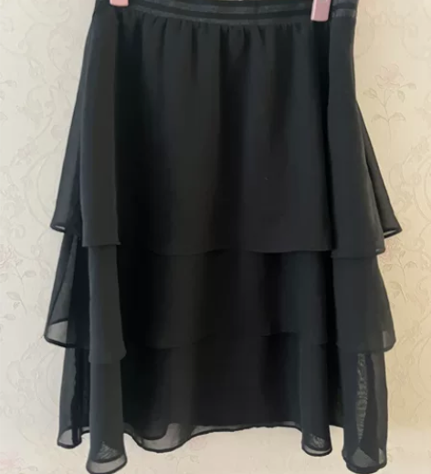 黑色半身裙雪纺蛋糕裙 大悦城商场买的、穿过...