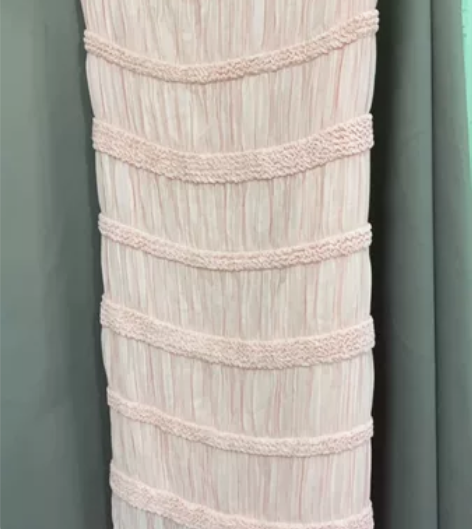 法式高腰修身气质中长款直筒裙压褶花边设计感...