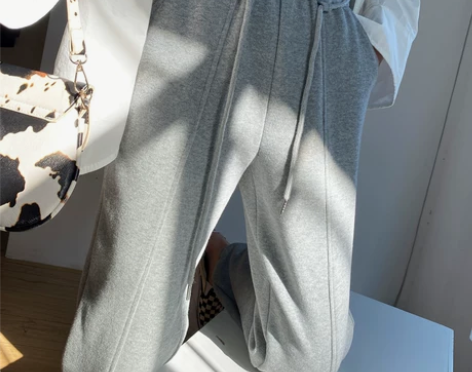 灰色加绒运动裤女小个子2021新款春秋季束...