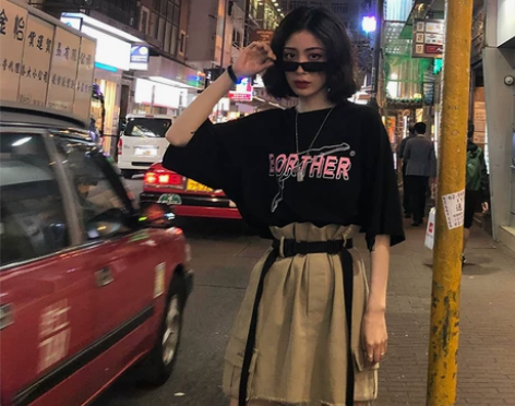 ?吵吵家港风工装裙A字半身裙女ins超火高...