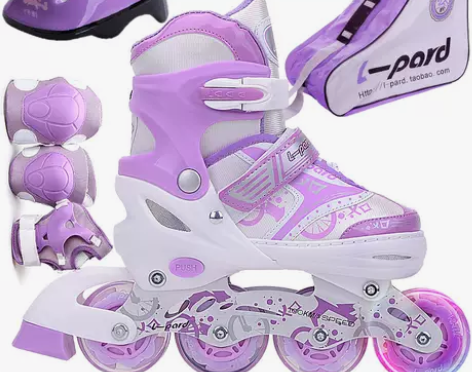 捷豹可调全套装溜冰鞋儿童 轮滑鞋滑冰鞋旱冰...