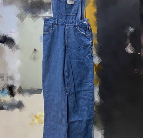 “牛仔背带裤女春秋2024年新款减龄宽松直...