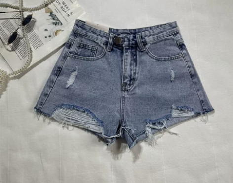 2021夏新款胖mm大码高腰破洞牛仔短裤女...