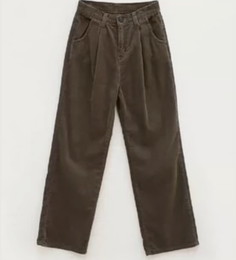 chuu 高腰灯芯绒垂感阔腿休闲裤女秋冬新...