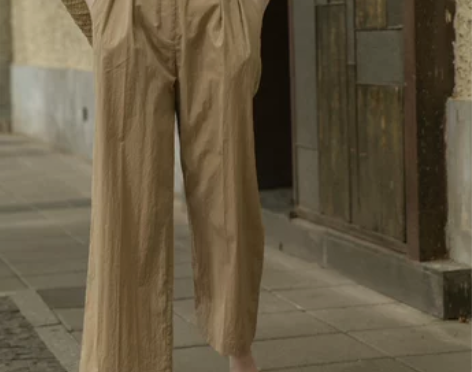 ?法式气质卡其色直筒裤女夏薄款宽松休闲高腰...