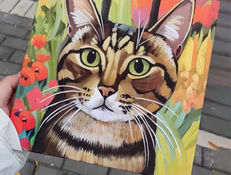 实体宠物油画画像定制 圆形 正方形 长方形...