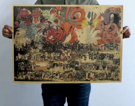 火影全家福牛皮纸复古海报宿舍装饰画 工艺 ...