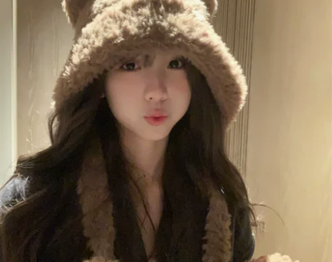 【新风潮价】帽子女2023新款秋冬可爱毛绒绒小熊耳朵帽子保暖...
