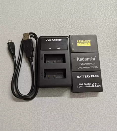 适用 佳能LP-E17电池+USB充电器E...