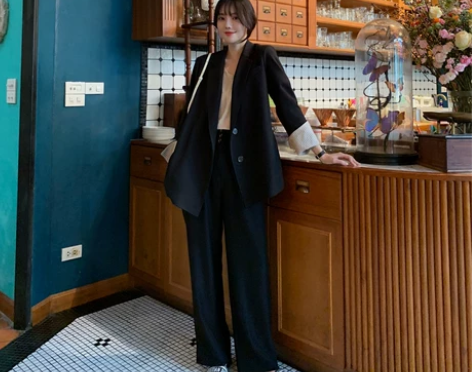 ◆ASM ANNA◆春季新款复古高腰阔腿裤...