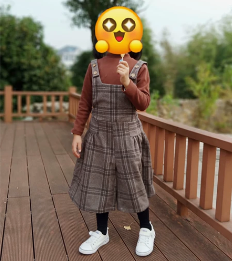 羊绒背带裤女童秋冬新款男女童英伦风格纹羊毛...