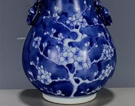 景德镇人民瓷厂冰梅鹿头尊摆件赏瓶古玩杂项老...