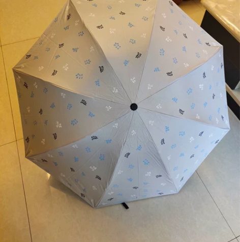 天堂伞 三折晴雨伞55cm*8骨钢杆钢骨黑...