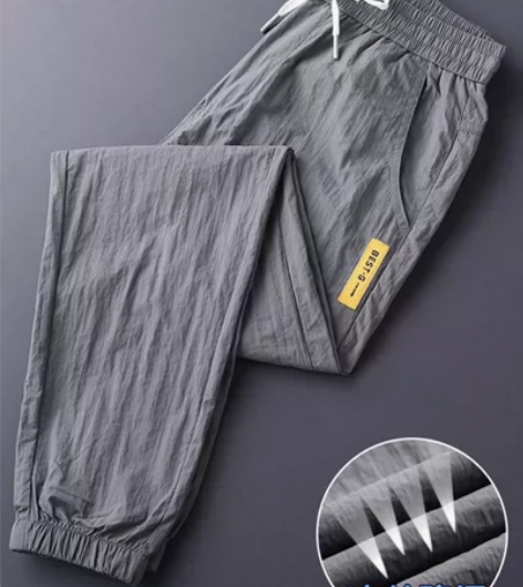 夏季冰丝休闲裤男款凉感透气薄款束脚裤子男生...