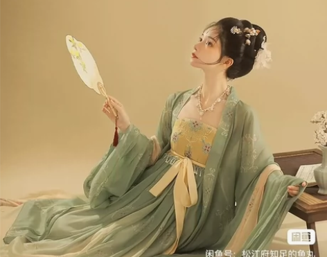 三件套桔屿原创汉服女诃子裙大袖衫唐制刺绣复...